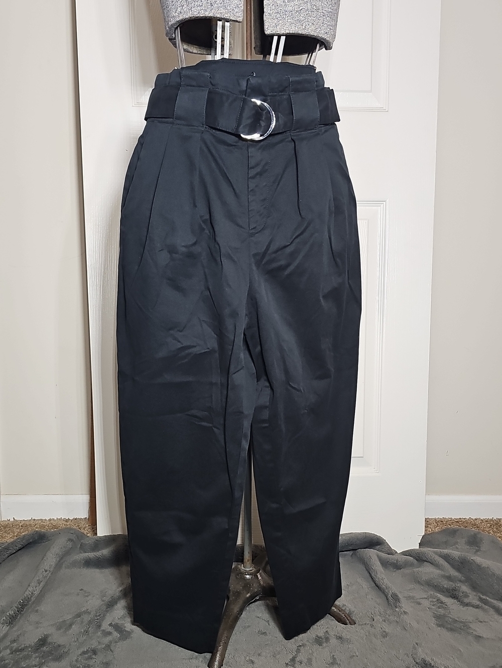 Banana Republic Black High Waist Cotton Paperbag Pants Trousers Belted Size 4
